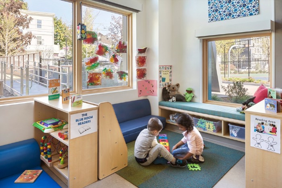 Children at play inside Martin Luther King Jr. School