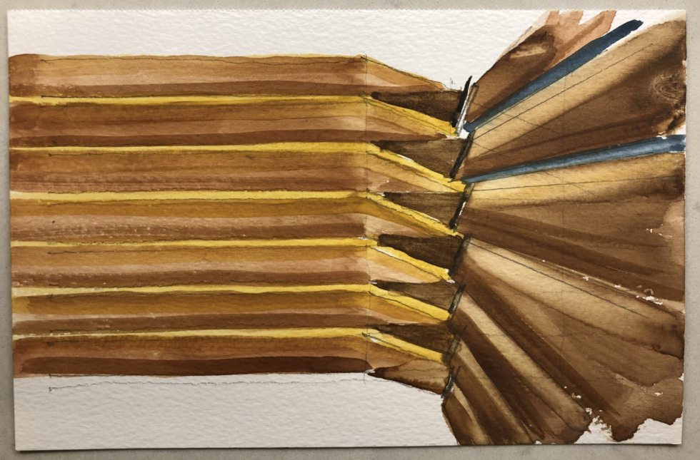 Drawing of paneled walls in the new auditorium of the Flatiron Institute in New York