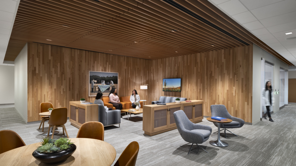 Staff lounge and conference center at David H. Koch Center for Cancer Care at Memorial Sloan Kettering Cancer Center, New York City