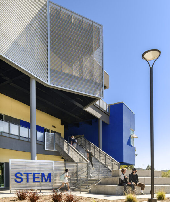 Westlake High School STEM Building in Thousand Oaks California, entrance and stairs