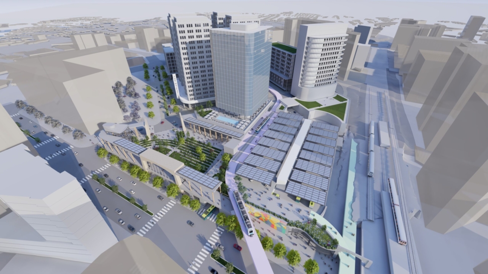 Perkins Eastman Architects proposed a new plan for downtown Silver Spring, MD, that improves the public realm around existing and new transit stops.