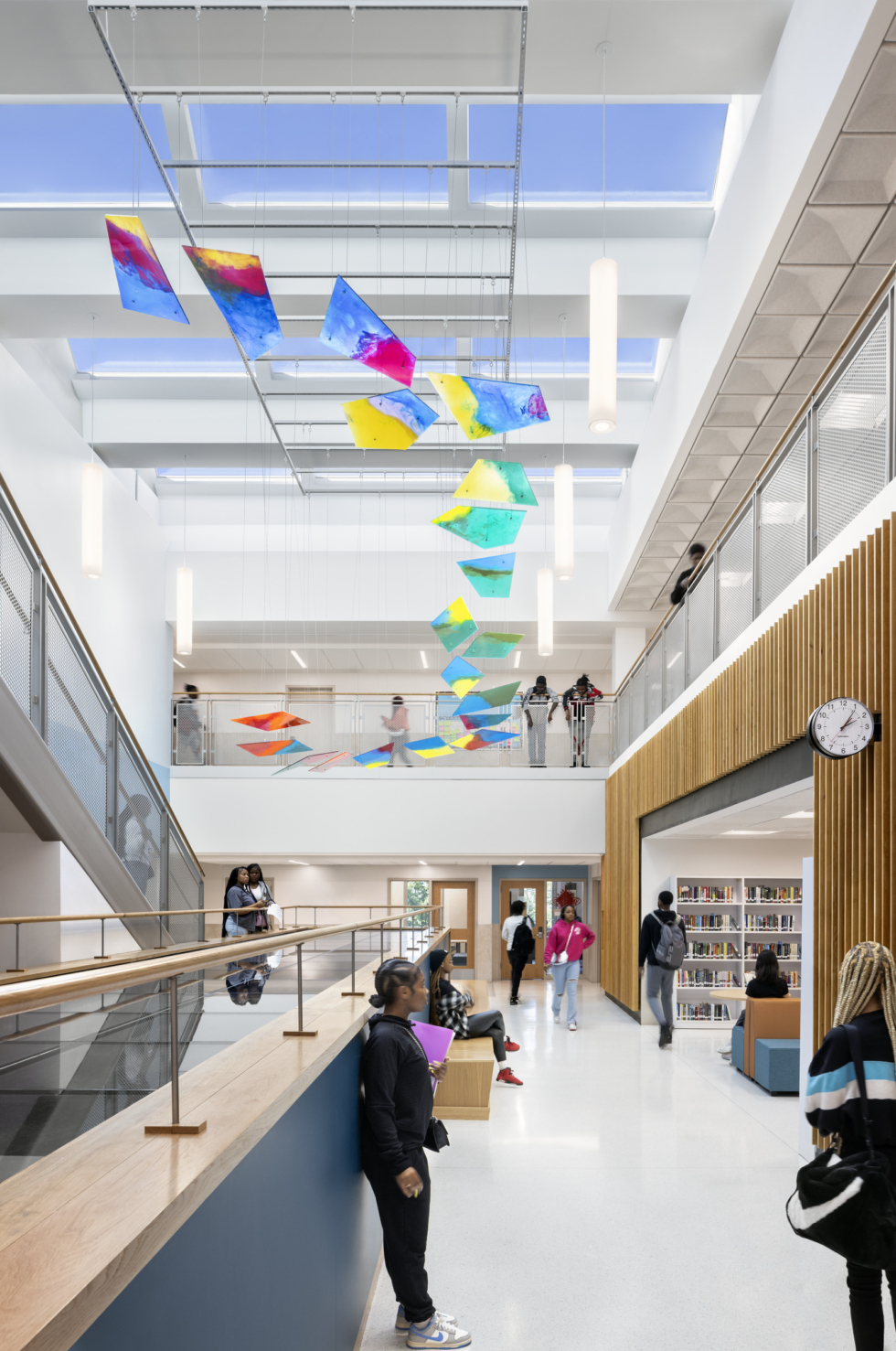 Bard High School Early College DC interior stair circulation with library and atrium skylight