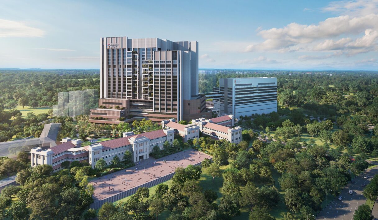 a rendering of the new Alexandra Hospital and outpatient clinic, Singapore