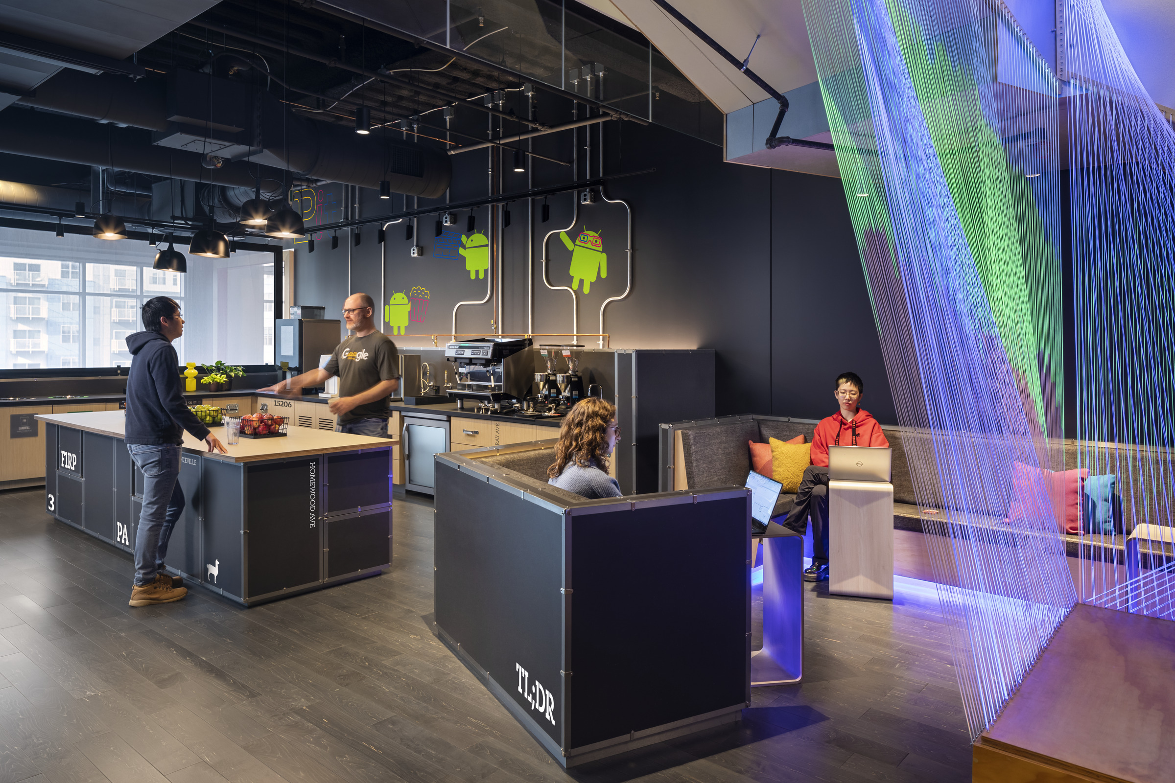 The DIY Café designed for Google expresses a culture of inclusion, creativity, and discovery.