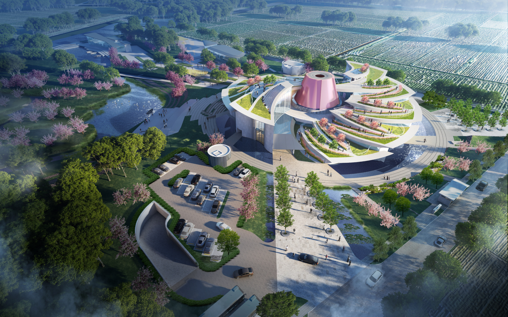 Entire view of Wuxi Yangshan Peach Museum, China