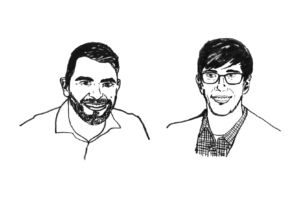 Juan Guarin and Ryan Dirks. Sketch by Matt Keeshin/© Perkins Eastman