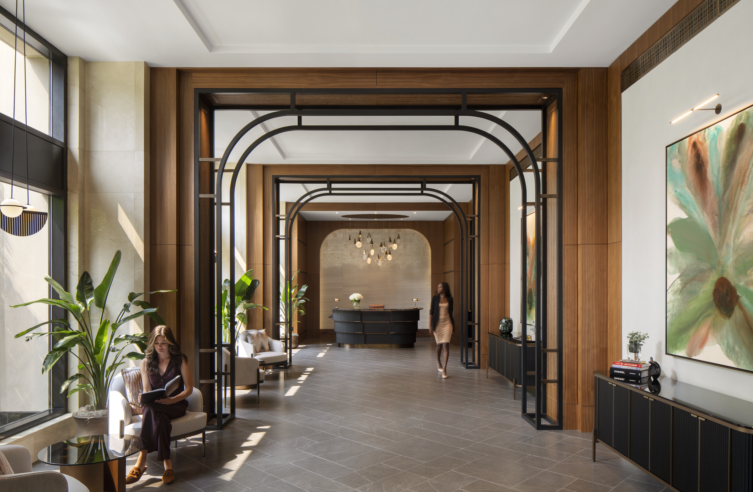 Hospitality-Informed office lobby design at 1875 K Street, Washington, DC